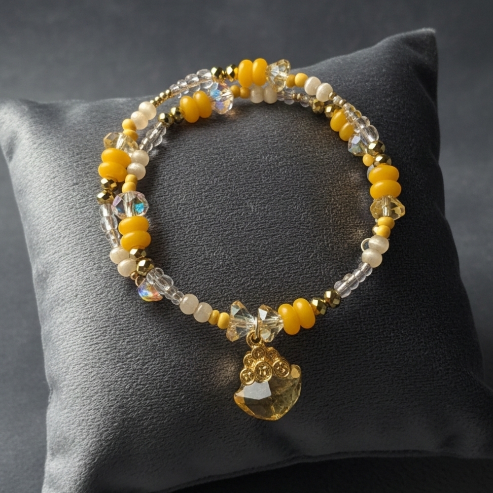 Elegant Yellow and Gold Beaded Bracelet